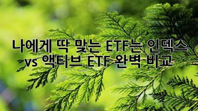 나에게 딱 맞는 ETF는? 인덱스 vs 액티브 ETF 완벽 비교